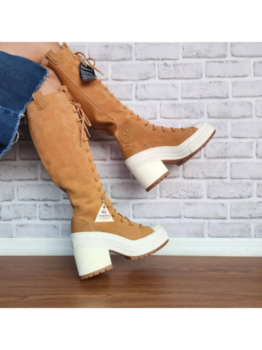 ⭐Converse Chuck 70 De Luxe Heel XX Hi Western Sz 7 Women Shoes Boots Tan A15660C